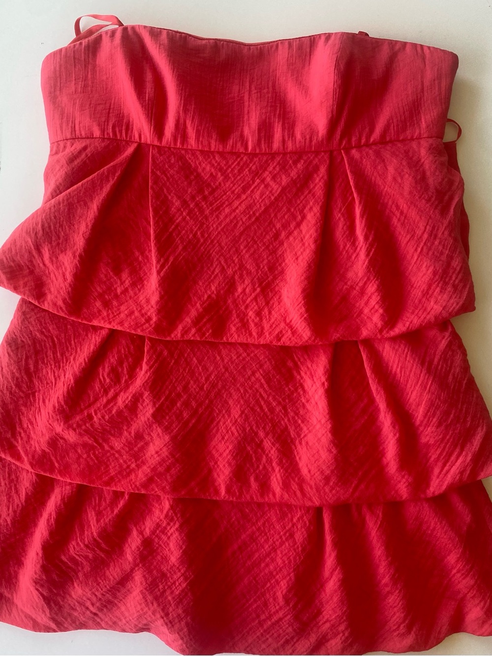 NWT BCBGMAXAZRIA Strapless Tiered  Dress Coral/Orange Sz 12 $175 LAST ☎️